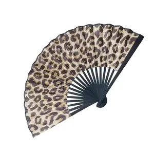 Leopard-Print Folding Fan, Lightweight Portable Handheld Fan, Fashionable Accessory for Beach, Travel & Formal Events, Cute Portable Fan, Decor