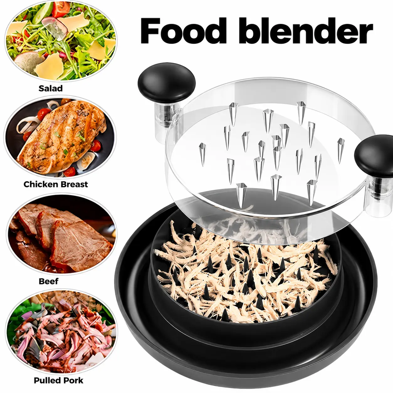 Premium Manual Chicken Chopper with Transparent Cover, Large Stable Base, Durable Meat & Vegetable Cutter for Chicken, Beef, Cabbage and More, Easy to Use & Clean