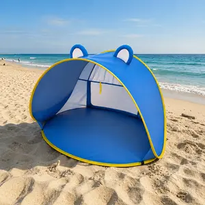 Portable Pop Up Beach Tent Set - 2 in 1 Sun Shade Tent + Mat, Anti-UV Quick Open Tent for Family, Lightweight Foldable Shelter for Beach, Picnic, Outdoor Activities