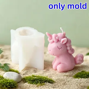 Eco-Friendly DIY Epoxy Resin Unicorn Shape Silicone Scented Candle Mold, Cartoon Deer Buffalo Soap Mould, Cake Tools for Crafting