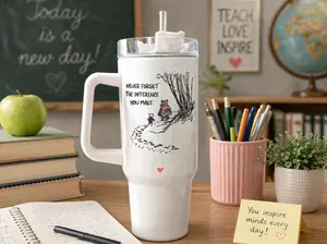 Teacher 40oz Tumbler, Never Forget the Difference You Make Tumbler with Handle Teacher Appreciation Gift Thank You Teacher Travel Mug Cup for sale