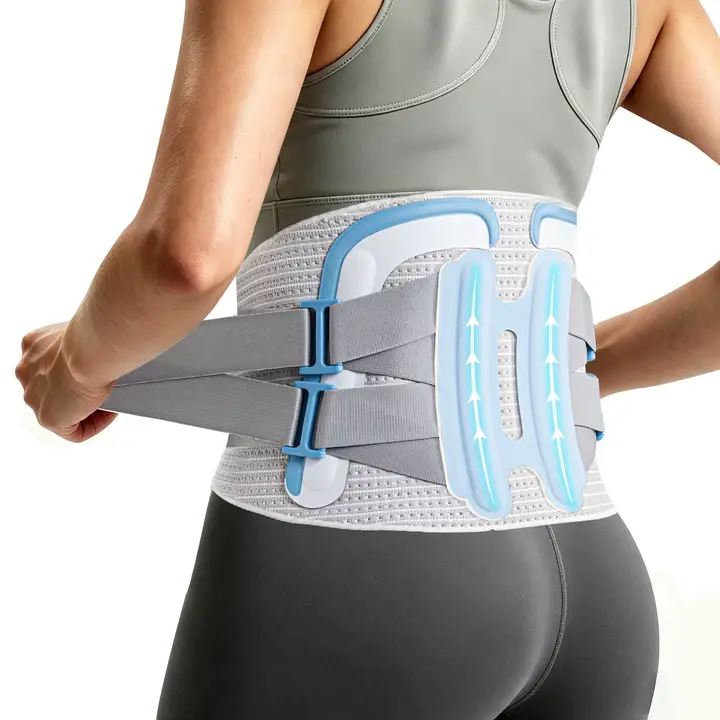 COFCARE Unisex Lower Back Support Belt - 4D Breathable Knit Triangle Compression Brace with Reverse-C Curved Support Plate, 4 Stainless Steel Stays, Pulley System for Fatigue & Pain Relief, Gym,Workouts ,Healthcare, Knitted Fabric, Adults