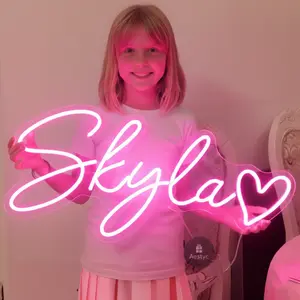 Custom Neon Signs Name Sign Customized Gifts for Girls Personalized LED Lights Bedroom Decor Game Room Wall Decor Boys Room Accessories Aesthetics Customizable LED Neon Signs for Birthday Business Logo Bar Office Living Room