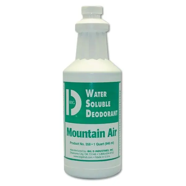 Big D Industries  Water-Soluable Concentrated Deodorizer- Mountain Air- 32 Oz Bottle - Case of 12