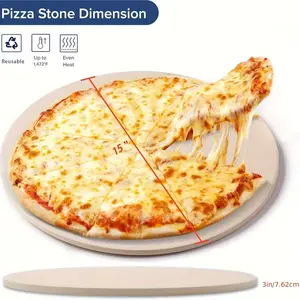15-inch large round pizza stone, heavy-duty cordierite baking pan for pizza and bread baking & grill. Perfect for baking pizzas and breads of various sizes