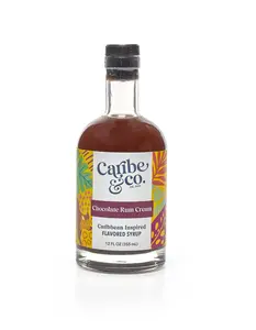Caribe & Co. Chocolate Rum Cream Flavored Syrup for Coffee Cocktails Seltzer and More