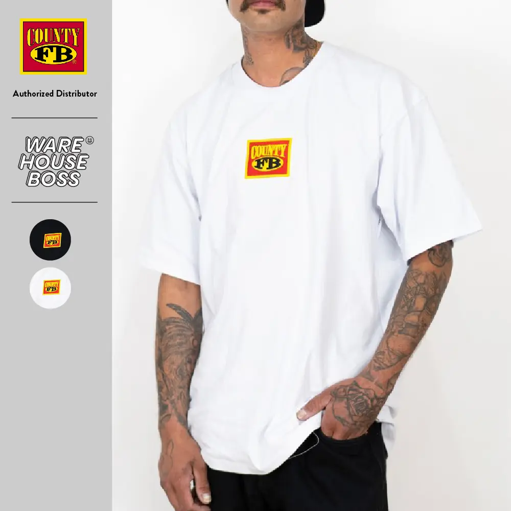 FBCOUNTY Men's Embroidered Box Logo Heavy Hard T Shirt FB COUNTY Plain Crew neck T Shirt Casual Cotton Tee Basic Hip Hop Harem Shirts Big and Tall