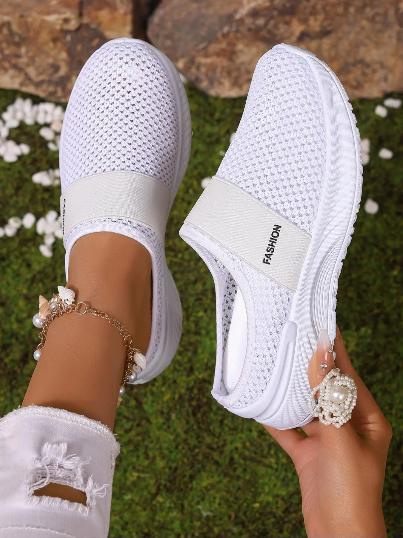 Women's Fashionable Mesh Breathable Lightweight Sneakers, Casual Comfortable Low Top Sneakers, Versatile Commuter Shoes for Work & Daily Wear