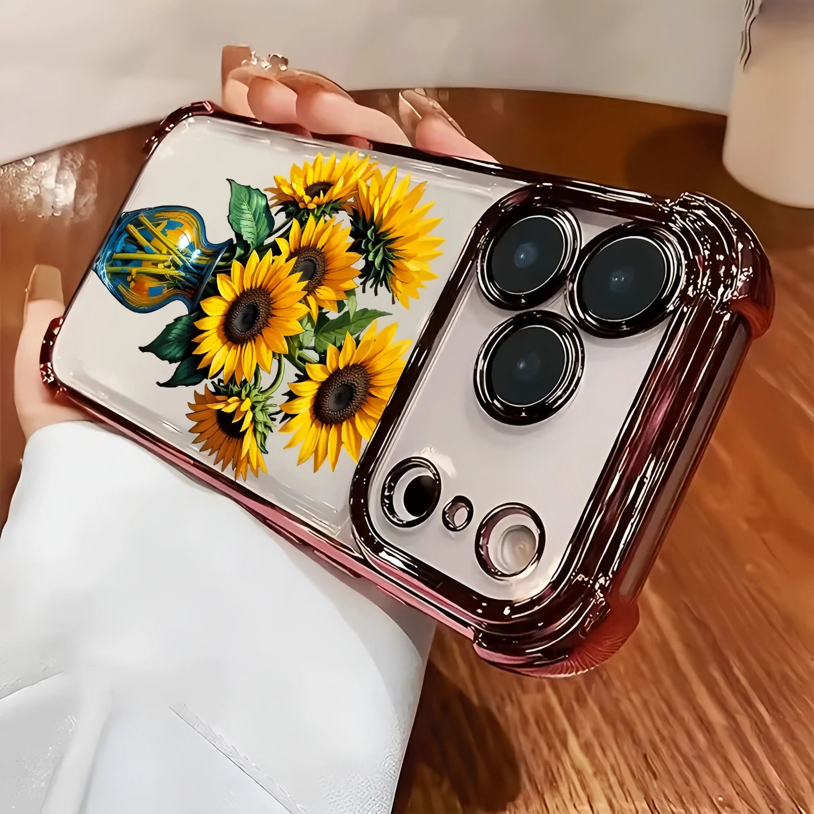 Sunflower Bouquet Case for iPhone 17 Air 16 Pro Max 15 Plus 14 13 12 11 X Shockproof Anti-Scratch Soft Silicone Four-corner Thickened Festive Design