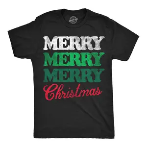 Mens Funny T Shirts Merry Merry Merry Christmas Sarcastic Xmas Graphic Novelty Tee For Men Mens Funny T Shirts Cool Vintage Fashion T-Shirt Gift Classic Menswear Christmas Apparel for Men Novelty Tees for Guys Black -