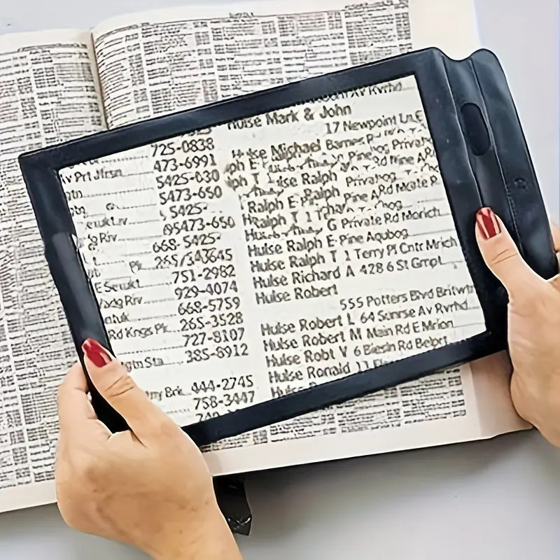A4 Full Page Magnifying Glass, Lightweight, Portable, Ergonomic Magnifier with Wide Viewing Area, Great for Reading & Crafts, Ideal for Seniors, Students & Professionals, Works with Books, Magazines & Screens, Durable PVC Construction, Sturdy Reading Aid