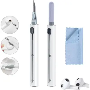 Airpod Cleaner Kit，Earbud Cleaning Kit for Airpods Pro 1 2 3， Multi-Function Cleaning Pen with Soft Brush Flocking Sponge，Suitable for Bluetooth Headset, Charging Box, Mobile Phone, Earbud (1Pcs)