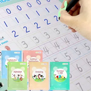 Limited-Time Sale Reusable Magic Grooved Handwriting Practice Copybook Set 5 Workbooks, 2 Pens, 10 Refills - Tracing Educational Supplies for Kids Ages 4-12, Preschool Learning Materials, For kindergarten children, Make children love learning