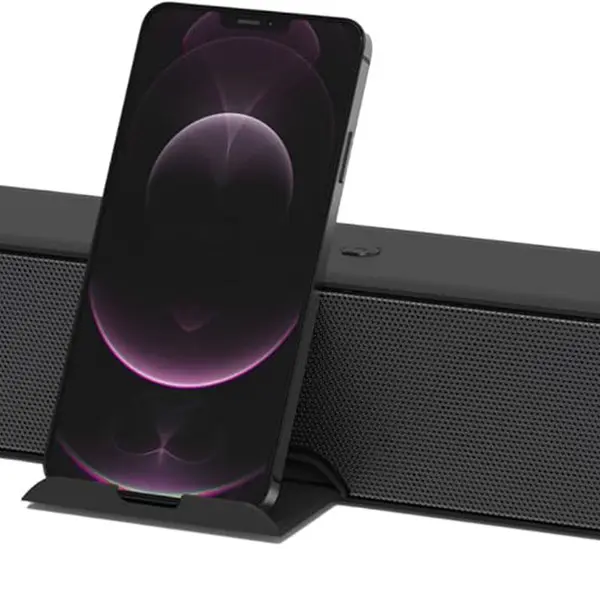 Supersonic SC-1423SB Bluetooth Rechargeable TV Soundbar Audio Speaker with RGB LED, FM Radio, HDMI ARC, AUX, USB, Micro SD, Built-in Mic & Phone Stand, Speakers