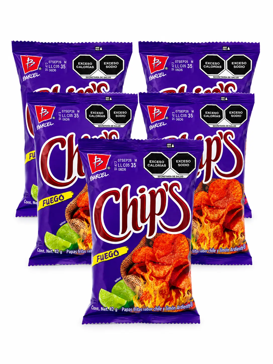 5-Pack Chips Fuego Mexican Chips 42 Gramos Sabor de Mexico