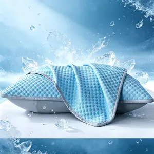 Summer Cooling Pillowcase Queen Size Solid Color Ice Bean Bean Pillowcase Cool Feeling Air Conditioning Cover Washable (No Pillow)