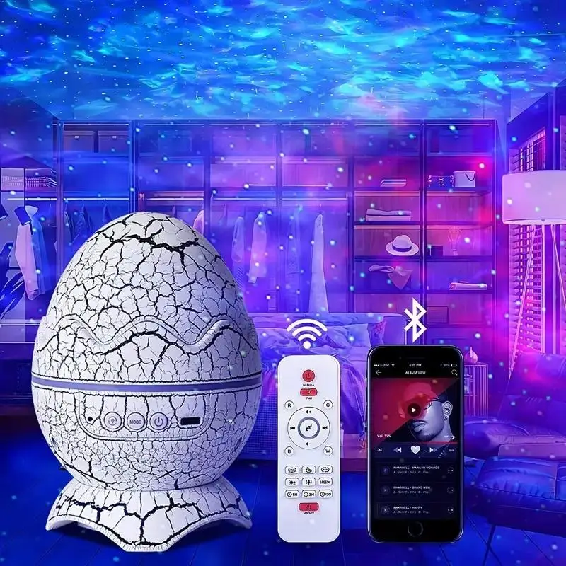 Dinosaur Egg Projector, Star Projector Night Light, USB Powered Starry Projector LED Light with Speaker & Timer & Remote Control
