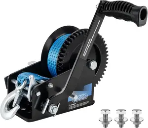 3500lbs Heavy Duty Boat Trailer Winch with 32FT Strap2-Way Ratchet 4:1/8:1 Gear Trailer WinchPortable Hand Crank Winch for Boat, , Trailer, RV, ATV, Jet Ski