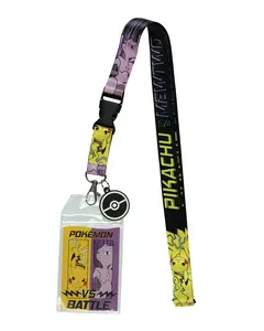 Pokémon Lanyard Pikachu vs Mewtwo Battle Design ID Badge Holder Breakaway Keychain