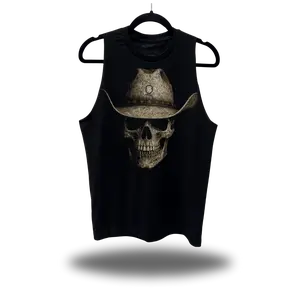 TheDriveClothing Cowboy Skull Classic Tank Top – Black Unisex Graphic Tee, Vintage Multicolor Print, Streetwear Summer Outfit, Y2K Aesthetic, Festival Top, TikTok Fashion Must-Have