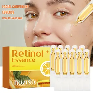 Rozino Retinol + VC Essence - Deeply Hydrates Dry Skin, Enhances Elasticity & Smoothness for Luminous Glow, Nourishes with Key Nutrients, 10 Ampoules (1.5mL Each) Lock in Freshness, Ideal for Daily Care, Travel & Intensive Hydration SPA