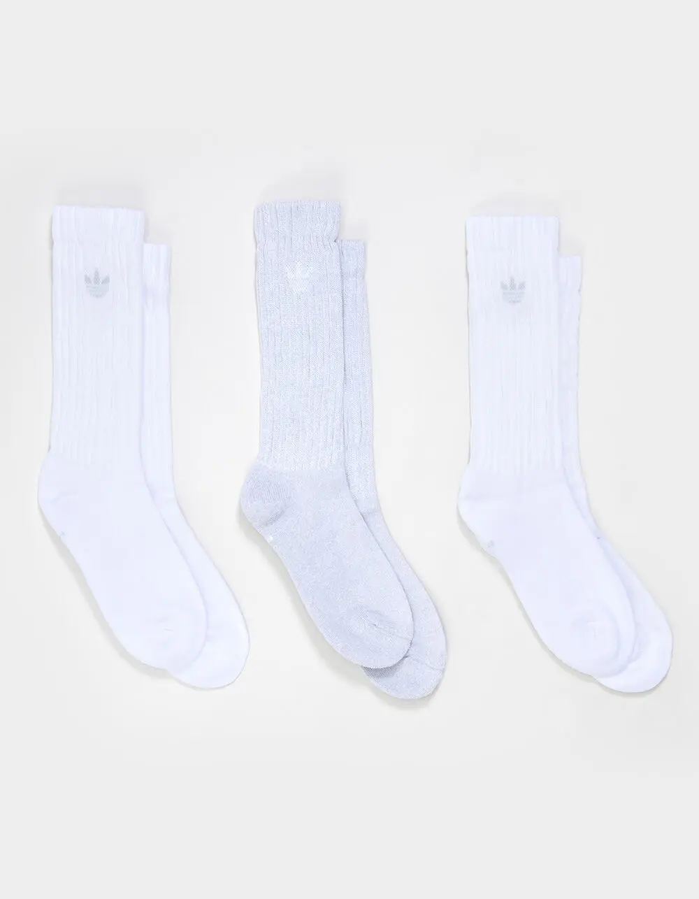 ADIDAS Originals Scrunch 3 Pack Womens Crew Socks, White Combo