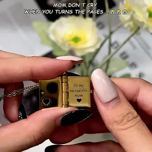 Book Necklace For Mom Mother's Day, Birthday, Memorial Gifts Love Jewelry A Letter for Mom