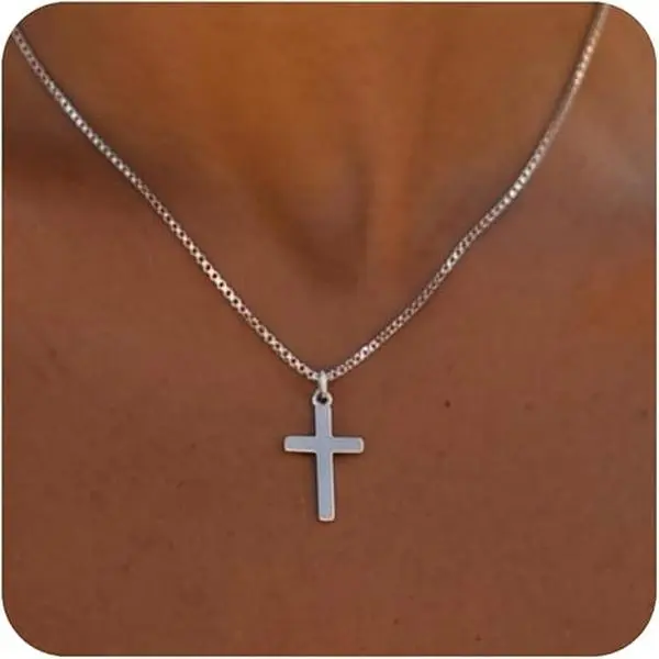 Minimalist Unisex Cross Necklace in Gold or Silver Tone, Hypoallergenic 316L Stainless Steel Pendant with High Polished Finish, Gift-Ready, Simple Cross