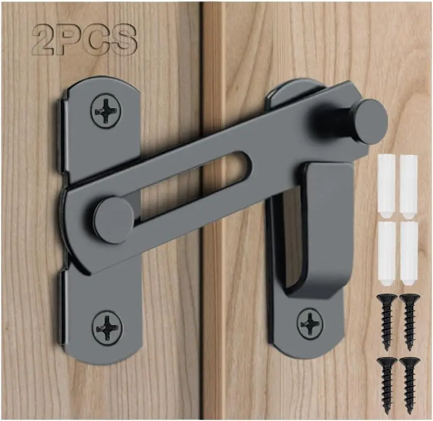 2 Pack Barn Door Lock 180 Degree Flip Latch Heavy Duty Sliding Door Lock for Barn Gate Garage Bathroom Window Pet Door Privacy Security Hardware campingessentials