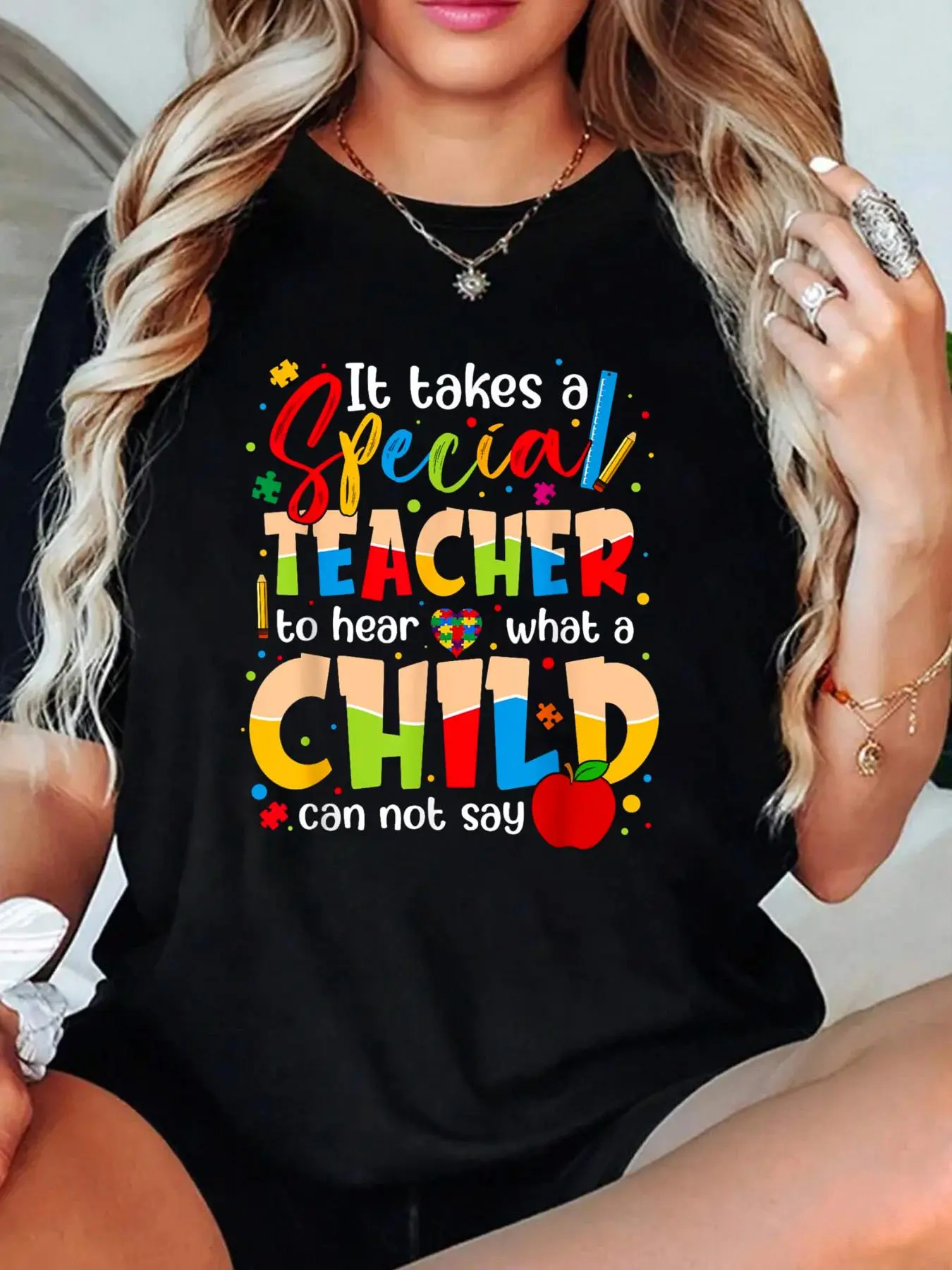 100% Cotton T-shirts Autism Awareness It Takes A Special Teacher Student Kids T-Shirt