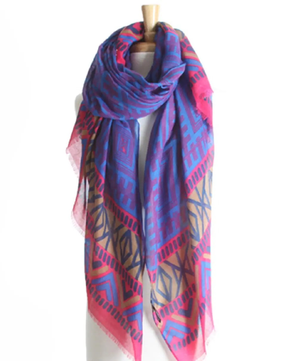 Purple Geometric Beach Sarong Wrap – Versatile Hawaiian Pareo Scarf for Women Lightweight Cover-Up for Swimwear, Vacations & Summer Outfits