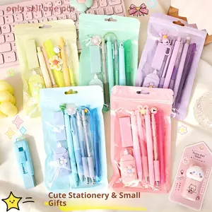 1 set of 8-piece cute and simple stationery set for girls, a must-have for classroom learning and office supplies, for students to start school. Available in 5 colors, suitable for classroom rewards and holiday gifts