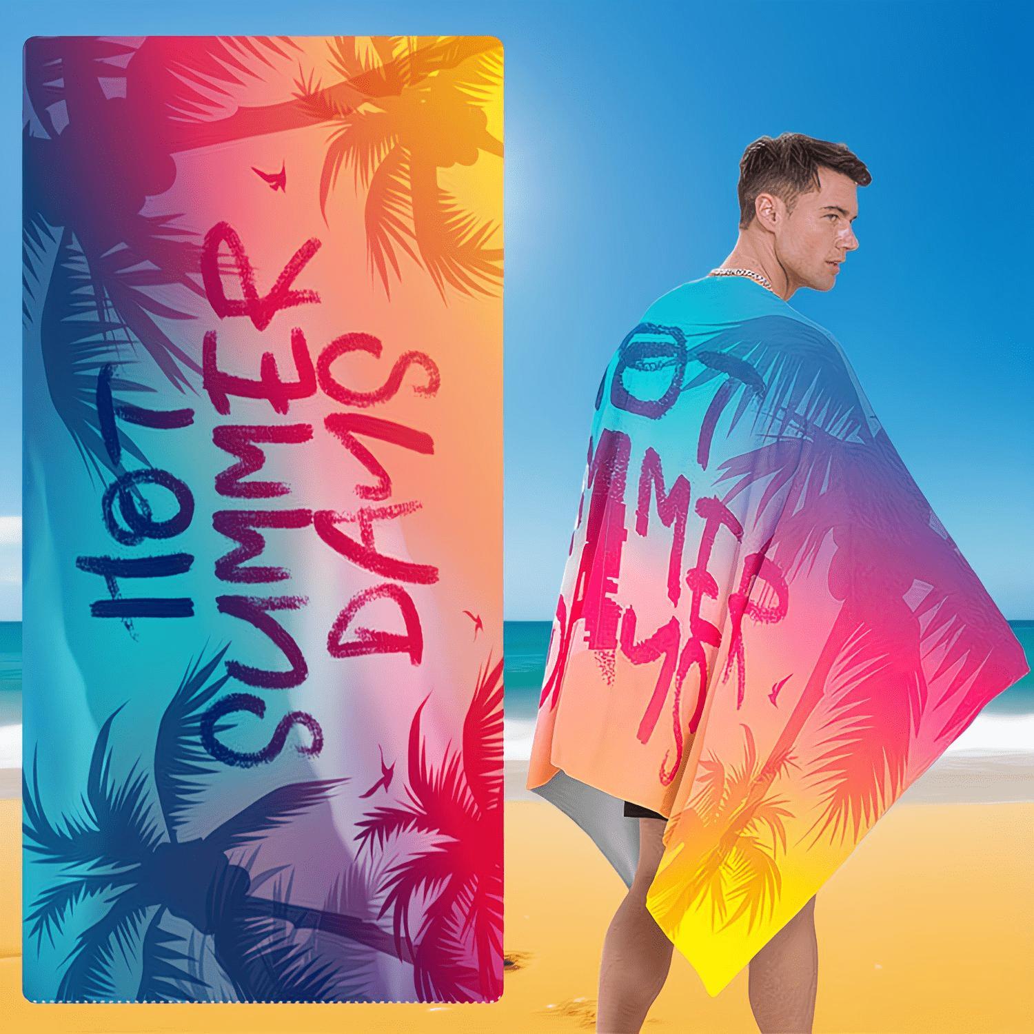 60IN by 30IN Beach Towel, Oversized Microfiber Beach Blanket for Adults, Beach Essentials, Ideal for Cruise, Gym, Travel, Yoga, Camping Gear, And Swimming