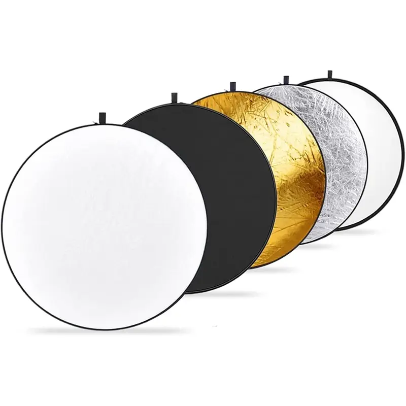 Large Circular Photography Reflector, 1 Set 5-in-1 Light Reflector Photography Panel, Portable Collapsible Light Reflectors with Storage Bag for Photography Photo Studio Outdoor, Photography Equipment, Photography Supplies