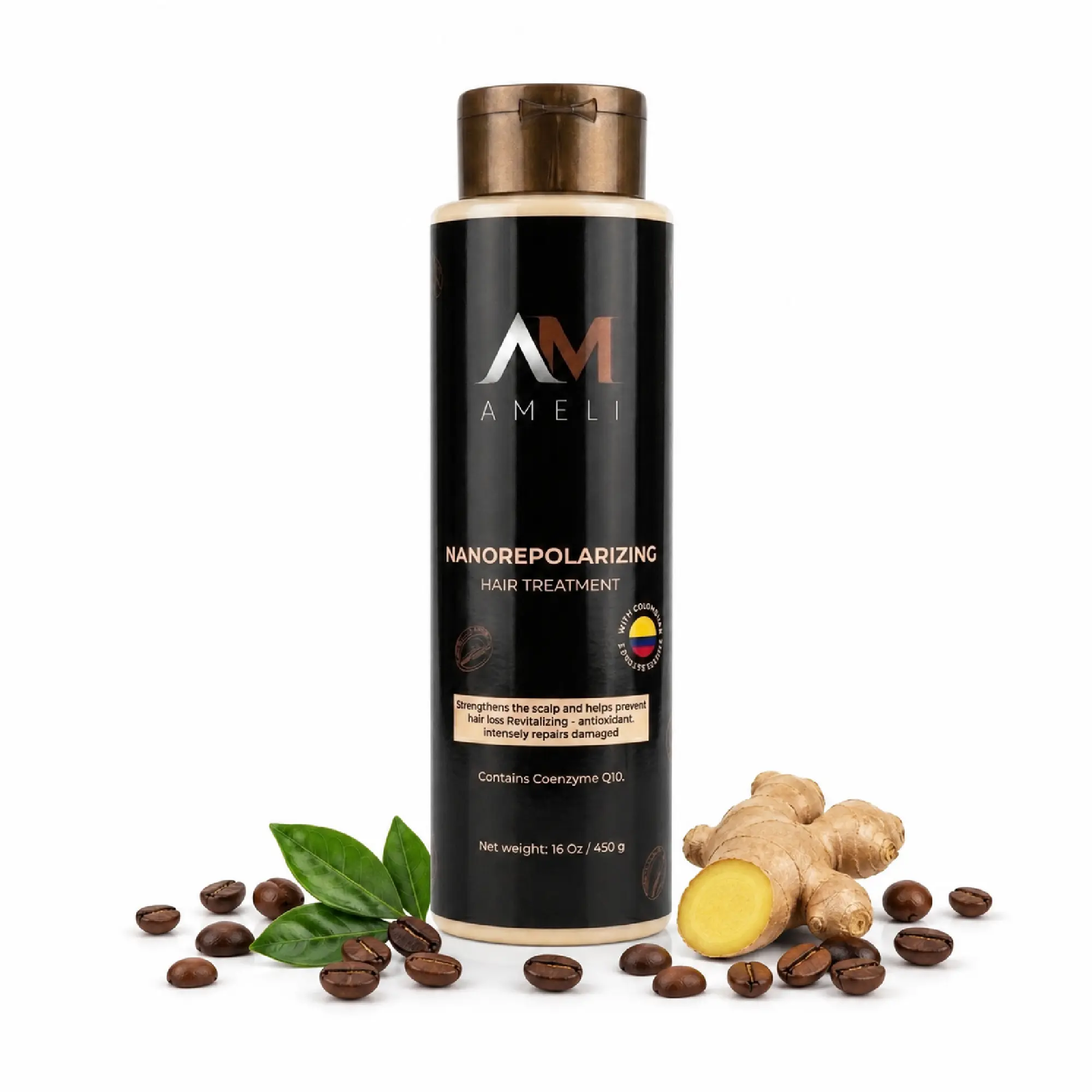 AM AMELI Silicone-Free Nanorepolarizing Hair Treatment - Keratin & Coenzyme Q10 Intense Nourishing Mask for Dry, Fine & Wavy Hair, Scalp Treatment (16.9 fl oz)