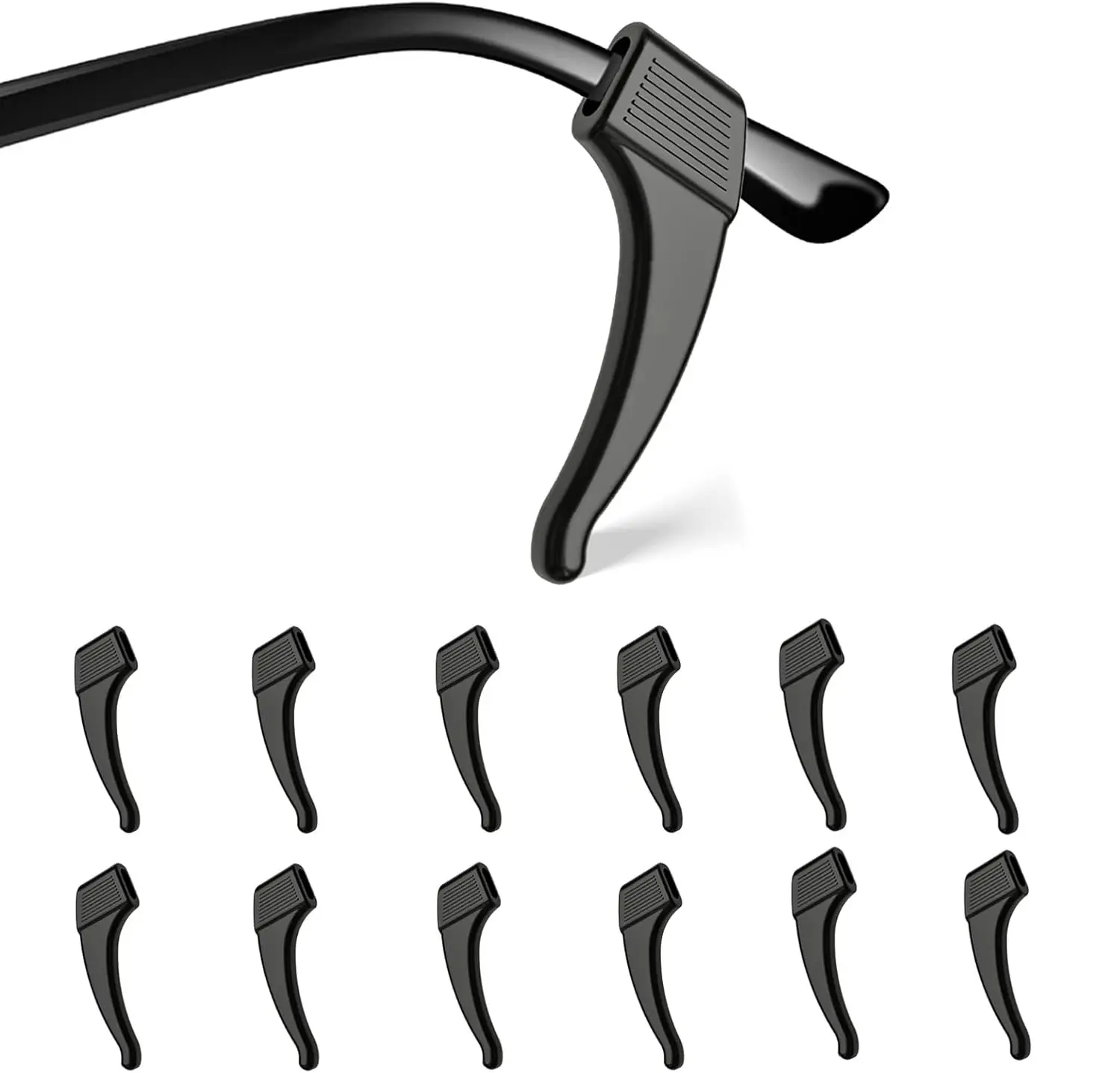 12 Pack Silicone Eyeglasses Holder Grips, Stretchy & Durable Anti-Slip Temple Tips for Kids & Adults, Universal Fit for Sports - Assorted Colors, Anti Slip Grip, Unisex, Durable And Long-Lasting, Secure Grip