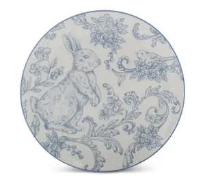 RC Home Decor-8" Blue & White Easter Bunny Decorative Plate