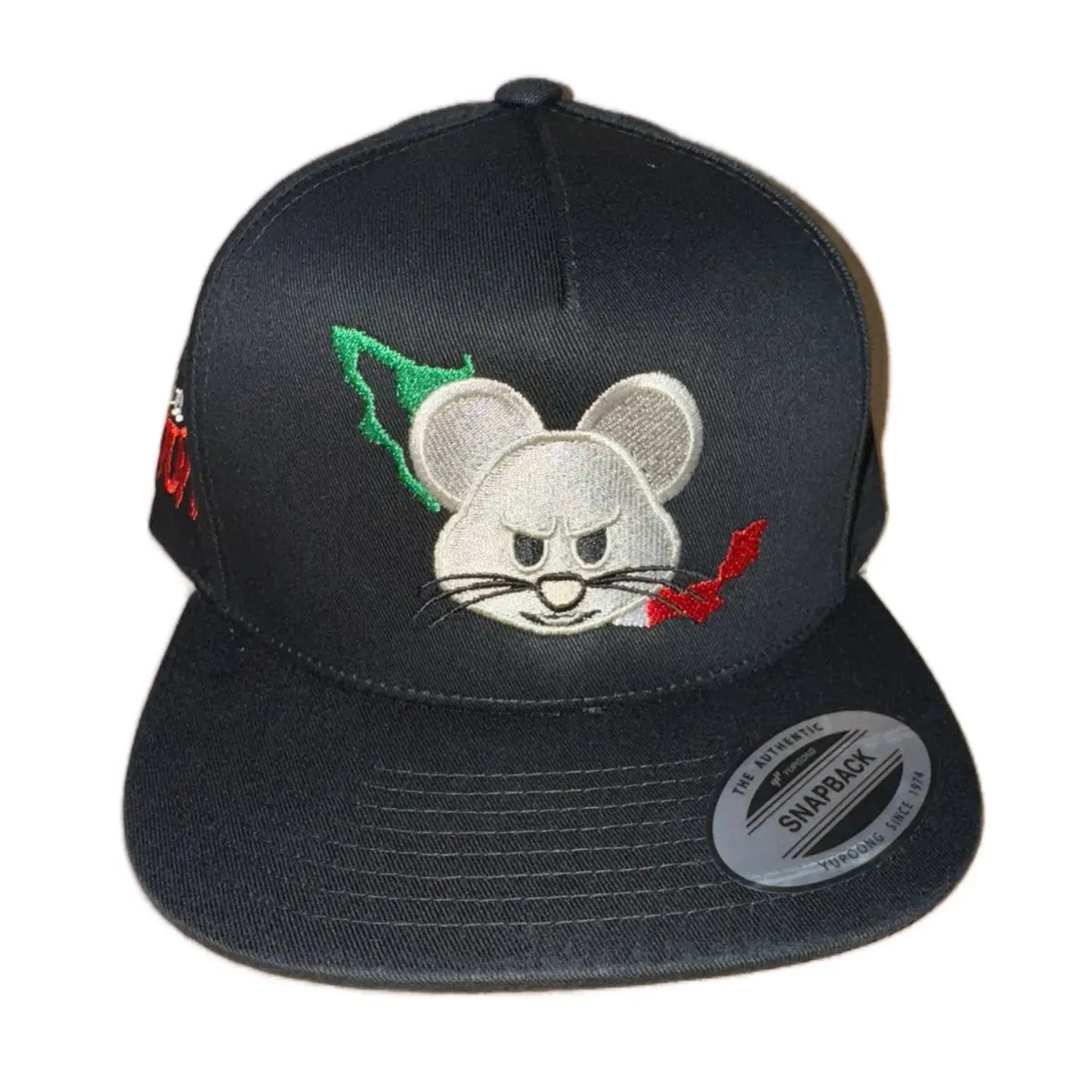Authentic Yupoong 6007 Snapback Hat - Adjustable, High-Profile Classic Fit, Polyester-Cotton Blend, "El Ratón" Mouse Graphic, Casual Wear Baseball Cap, 1 Size Fits Most, Authentic Snapback Hat, One Size Fits Most