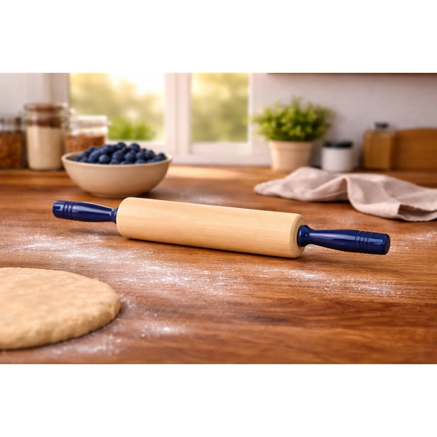 12" Rolling Pin - Cobalt Handles