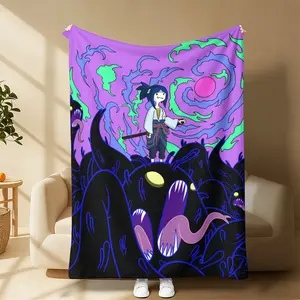 Adventure Time NARUTO Flannel Blanket Dark Fantasy Demon Art Print Soft Cozy Warm Lightweight Decorative Throw for Bedroom Living Room Sofa Office Gift Suitable for all four seasons cozy flannel blanket A warm nap blanket