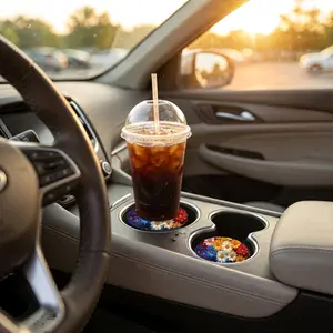 Car Coaster Set - Rainbow Flowers