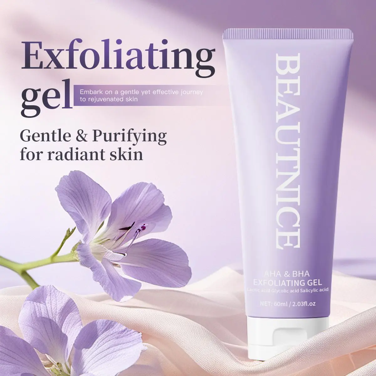 [Annual] BEAUTNICE Exfoliating Gel 60ml with Lactic Glycolic & Salicylic Acid for Radiant Skin Repair Moisturizing Cleanser Hydrate
