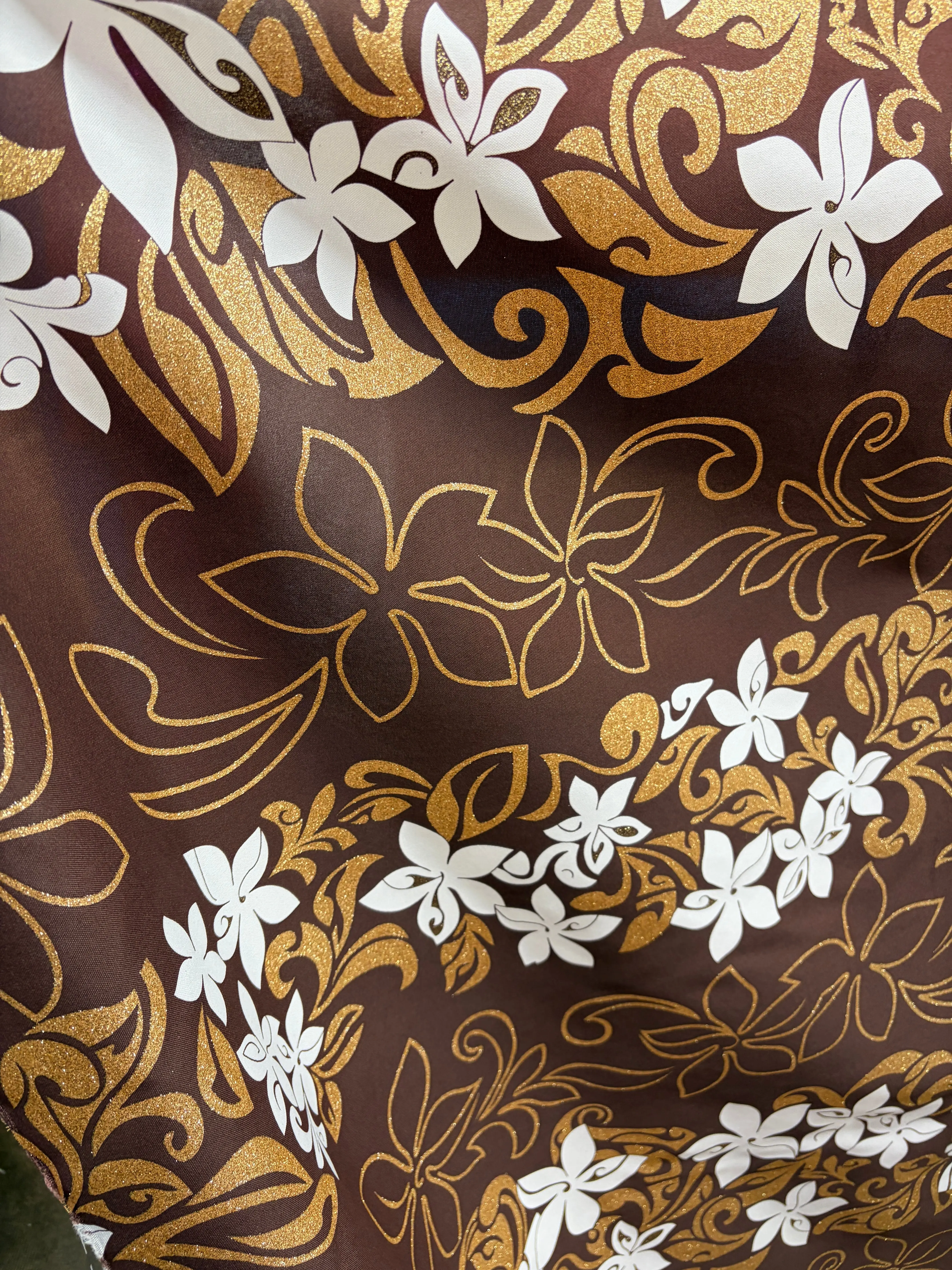 Tiare Garden Charming Glitter Polyester Fabric - 60x36in Cut-to-Size Durable Tropical Floral Print Fabric for Whimsical Home Decor, Room Decor, Tropical Vibe Craft Projects