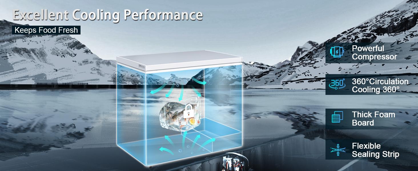 Large Chest Freezer for Families with Removable Basket 8 Adjustable Thermostat Energy Saving Front Drain Free Standing Top Open Door for Home Kitchen White mini fridges