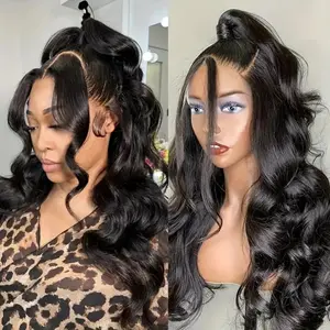 30Inch 360 Lace Front Wigs Human Hair Drawstring Body Wave Lace Front Wigs Human Hair Pre Plucked 360 HD Full Lace Wig 180 Density Glueless Invisi Strap Frontal Wigs Human Hair for Women