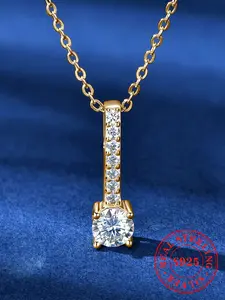 Chic Moissanite Diamond Choker Necklace Women S925 Silver Delicate Pendant Light Luxury Trend Moissanite Chain