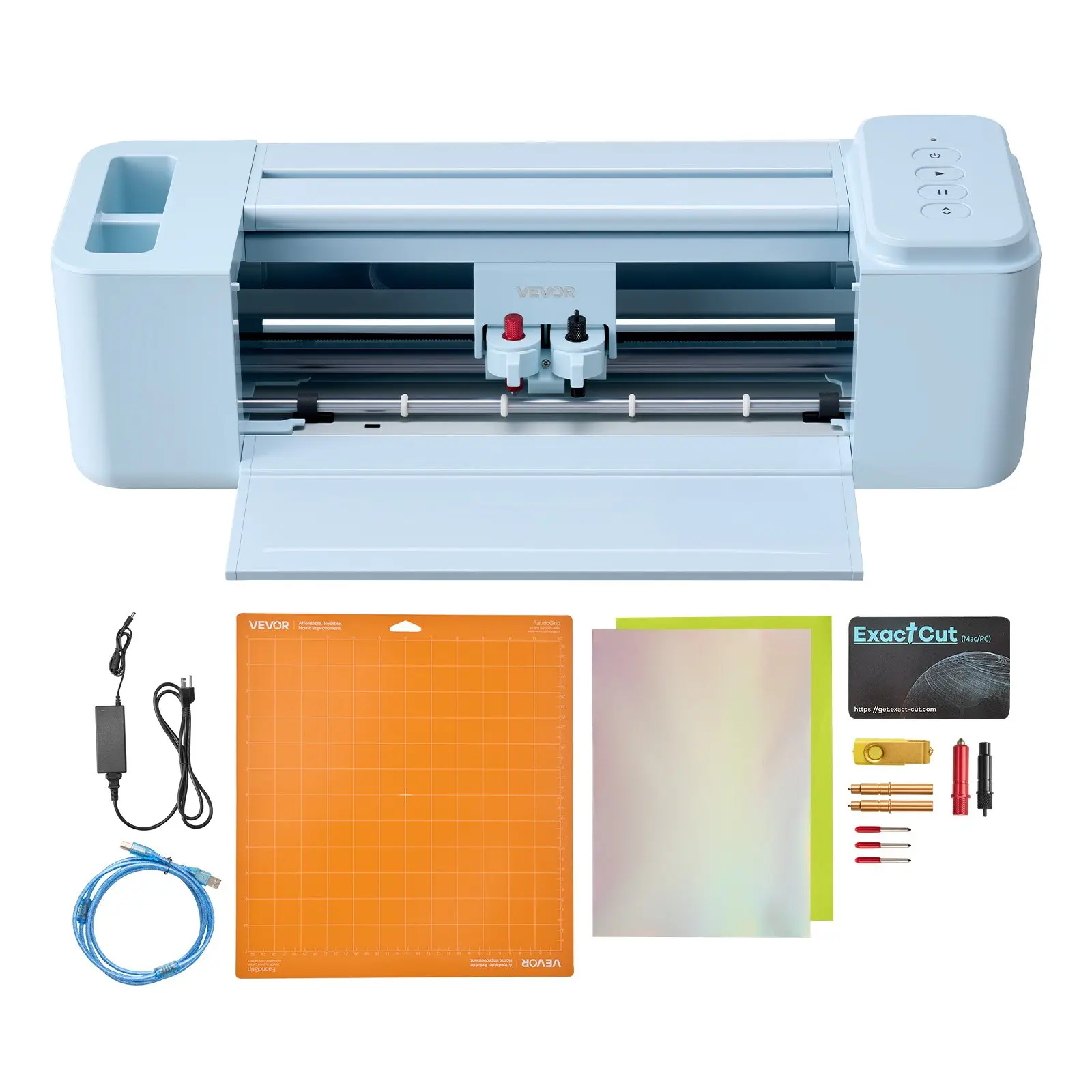 VEVOR 12 In Button-Controlled Vinyl Cutting Machine with 20000+ Built-in Design Resources, ABS Compact Build, 48W 100V-240V 50/60Hz, Compatible with Mac, Windows, Android, iOS for Custom Crafts, Home Decor, Ac100v-240V, 50/60Hz