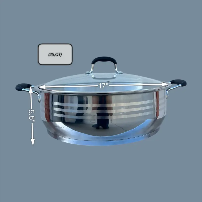 L-40 (25QT) casserola 18/10 stainless steel heavy duty