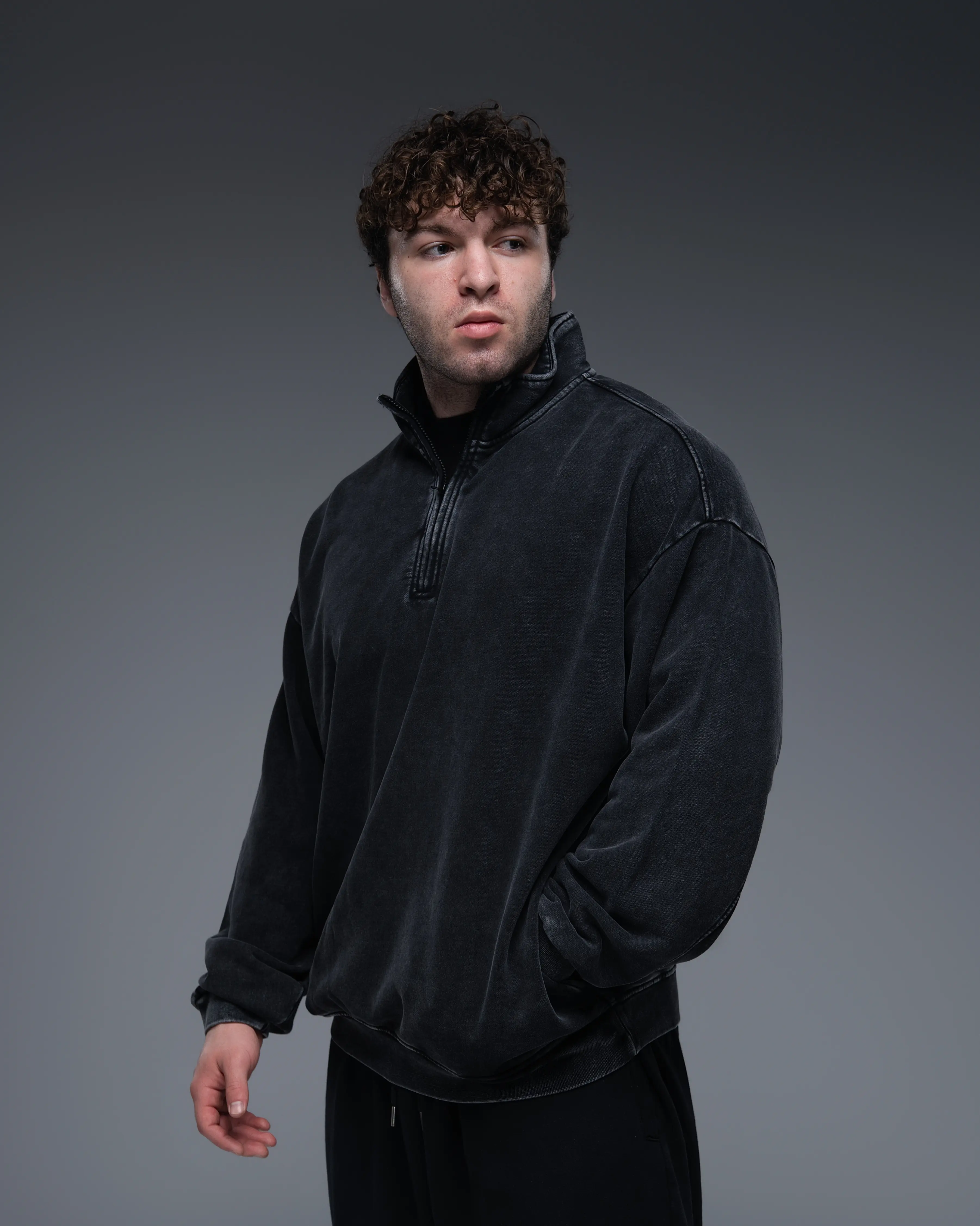 EKKO Oversized Terry Cotton Quarter Zip 100% Cotton