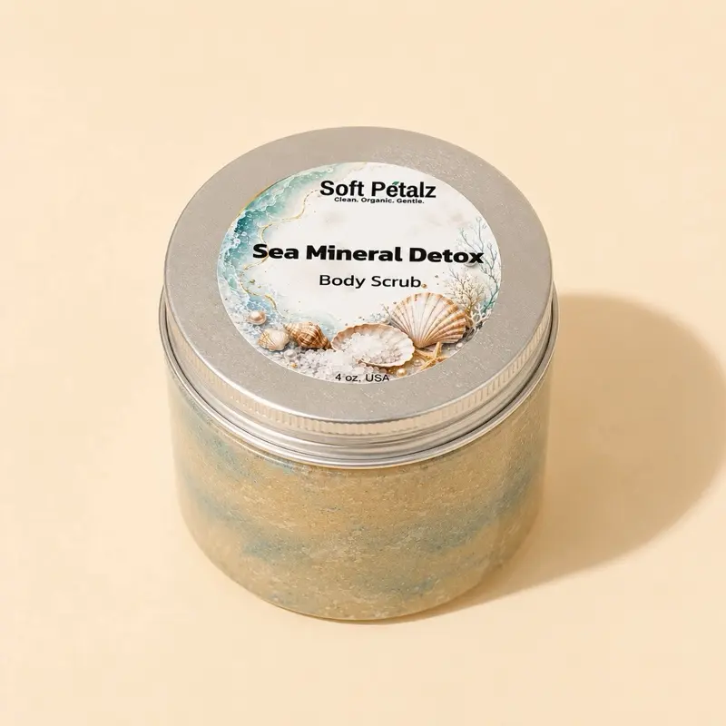 Soft Petalz Organic Sugar Body Scrub - Exfoliating Polish with Coconut, Shea, Coffee, Glycerin, Chocolate, Lavender, Turmeric, Detox Benefits, Unscented Option for Smooth, Soothing, Glowing Skin & Nourishing Foot Care | Multiple Scents